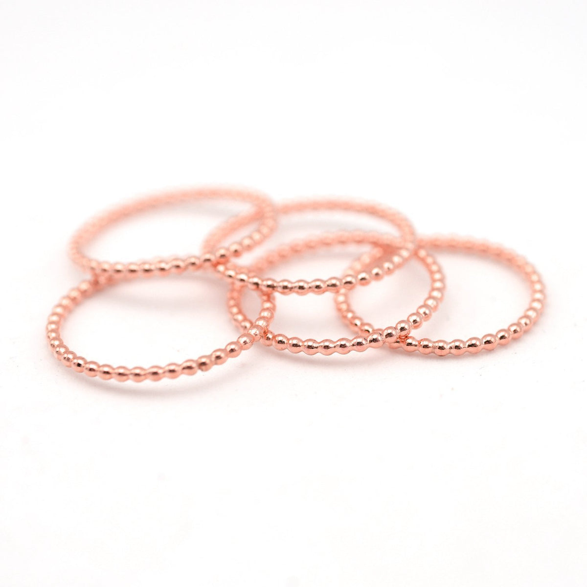 Rose Gold Beaded Stacking Rings