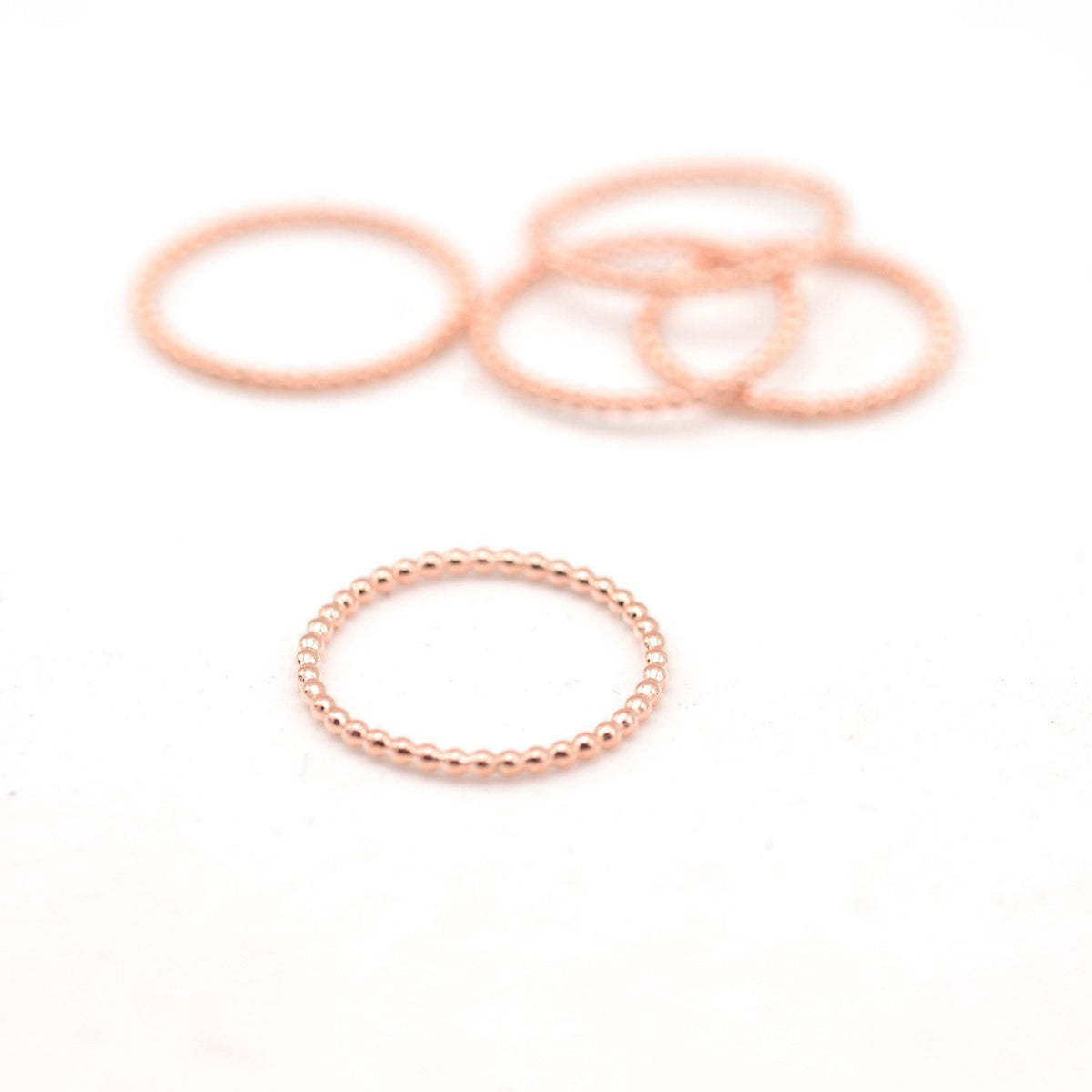 Rose Gold Beaded Stacking Rings
