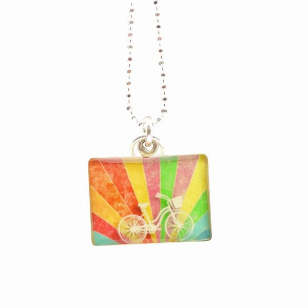 Rainbow Bicycle Necklace