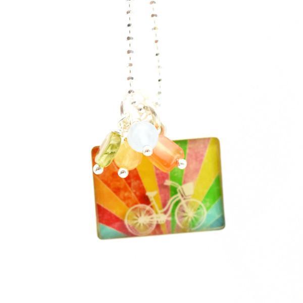 Rainbow Bicycle Necklace