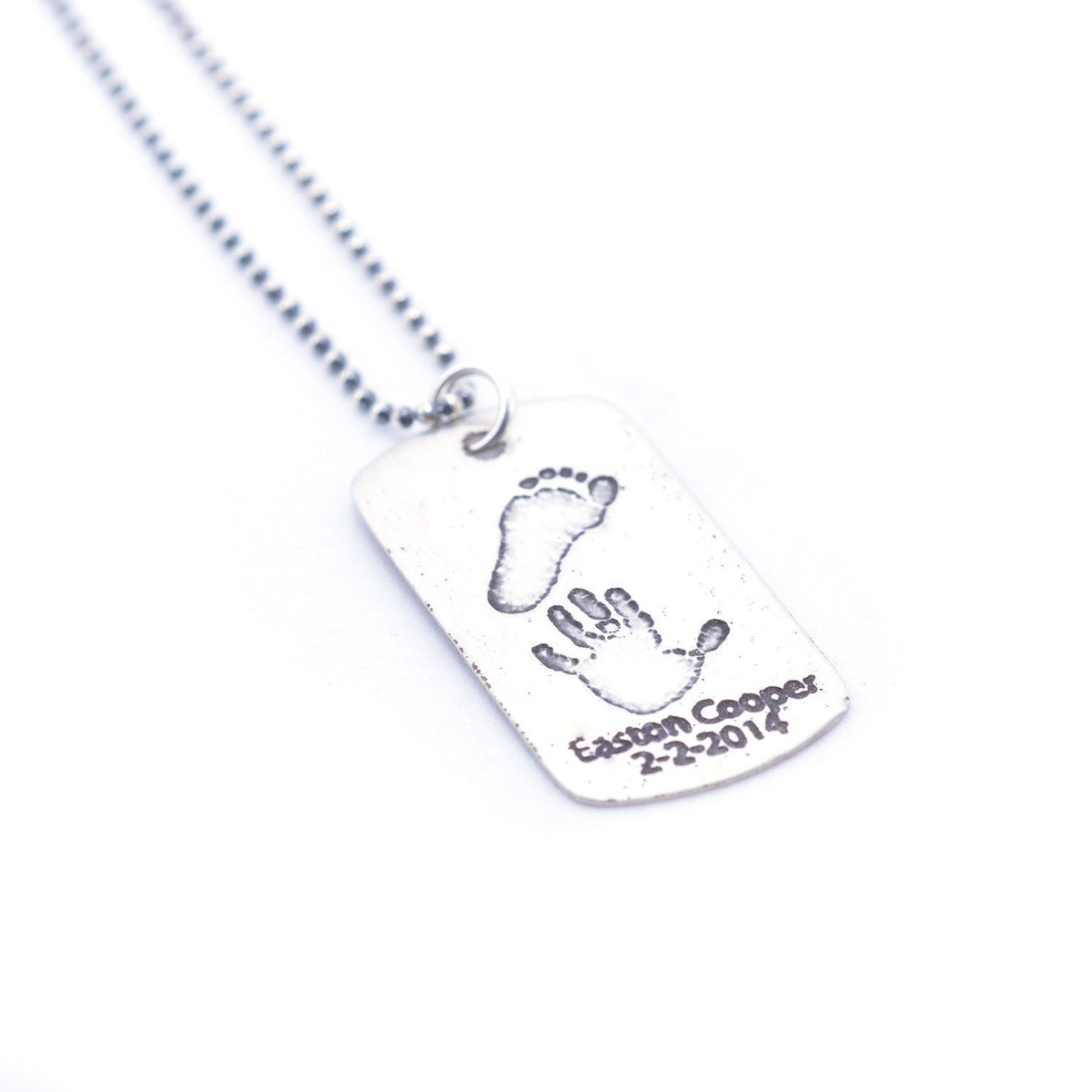 Sterling silver etched dog tag