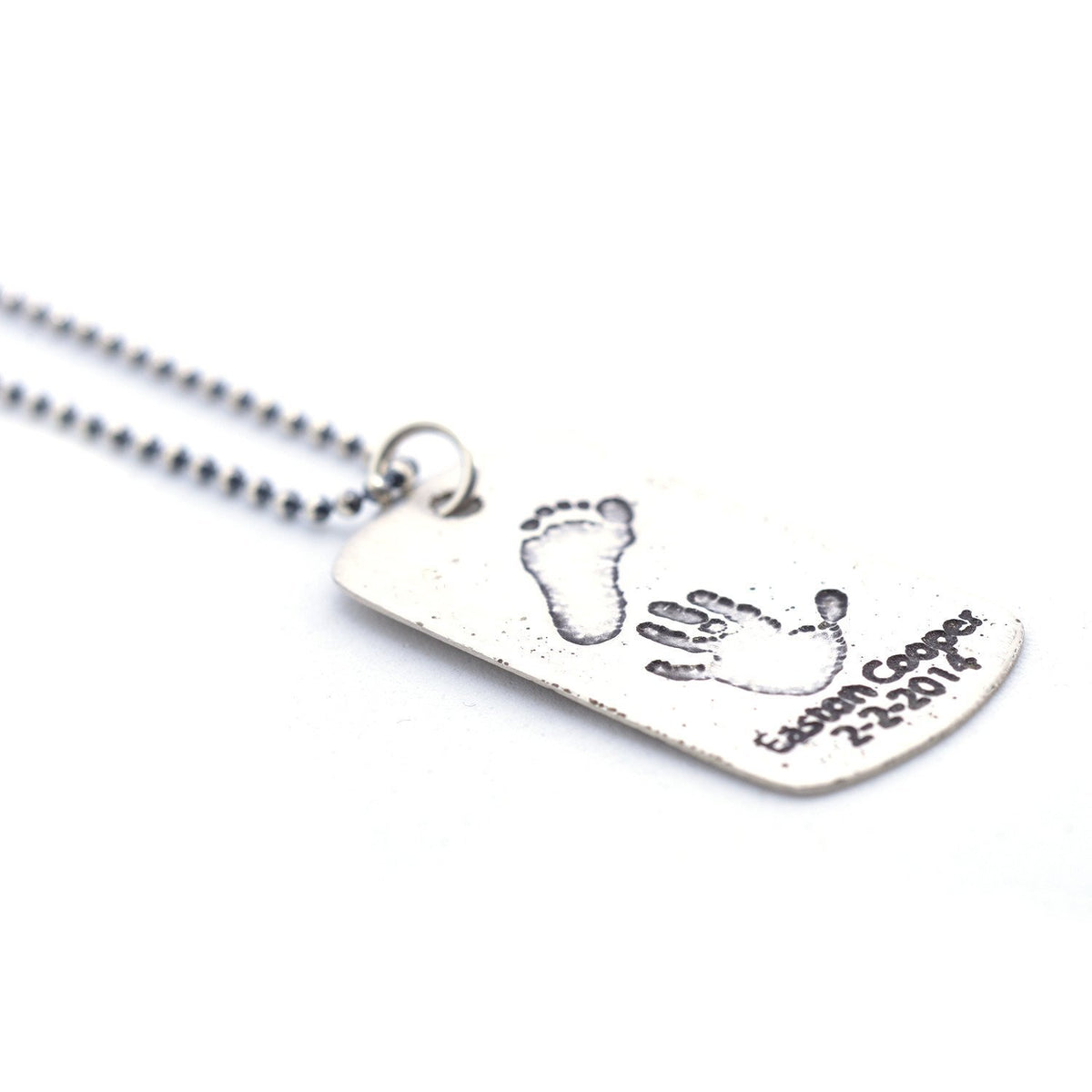 Sterling silver etched hand and foot 