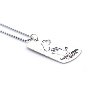 Sterling silver etched hand and foot 