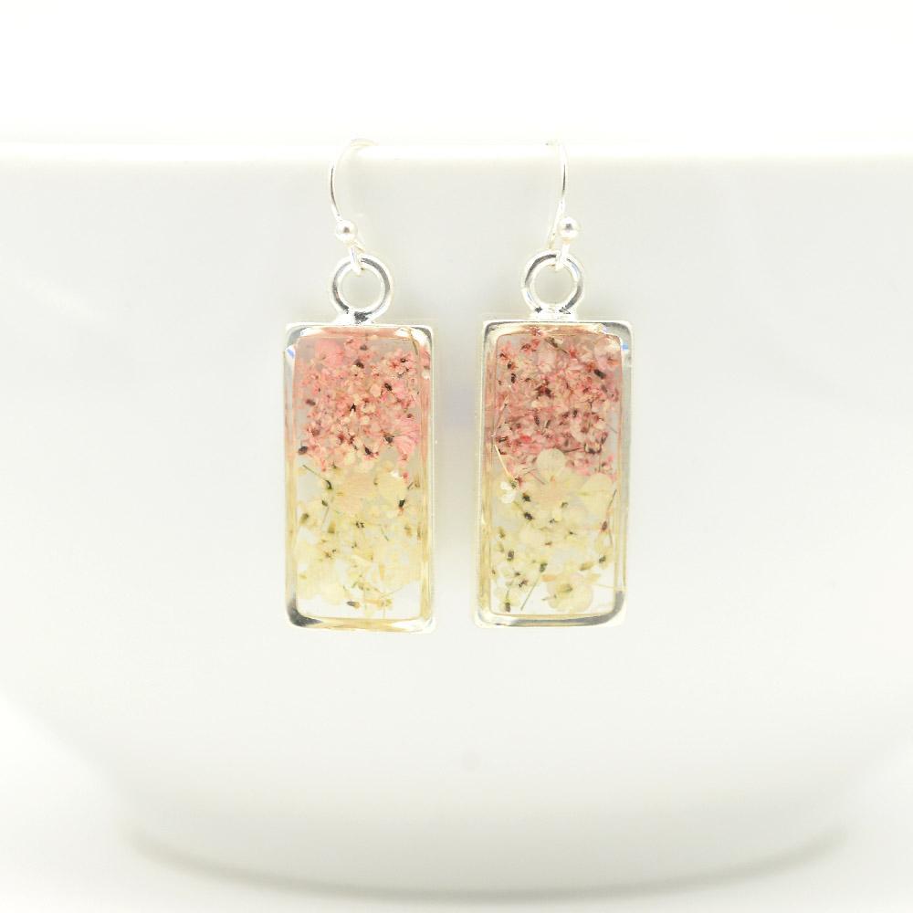 Pink & Cream Flower Earrings