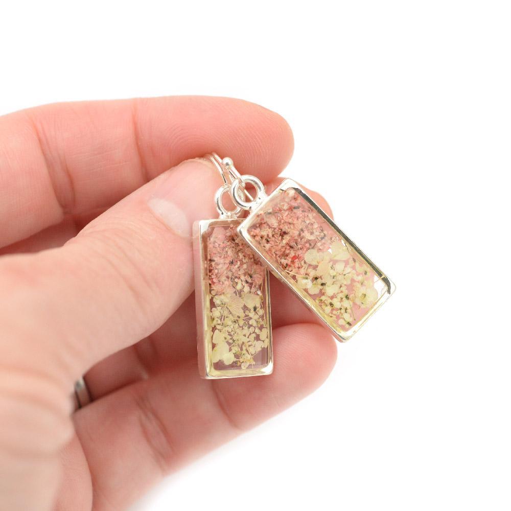 Pink & Cream Flower Earrings