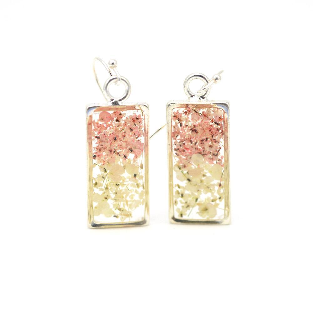 Pink & Cream Flower Earrings