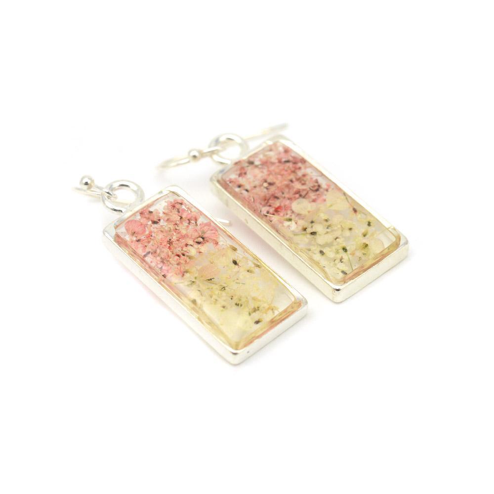 Pink & Cream Flower Earrings