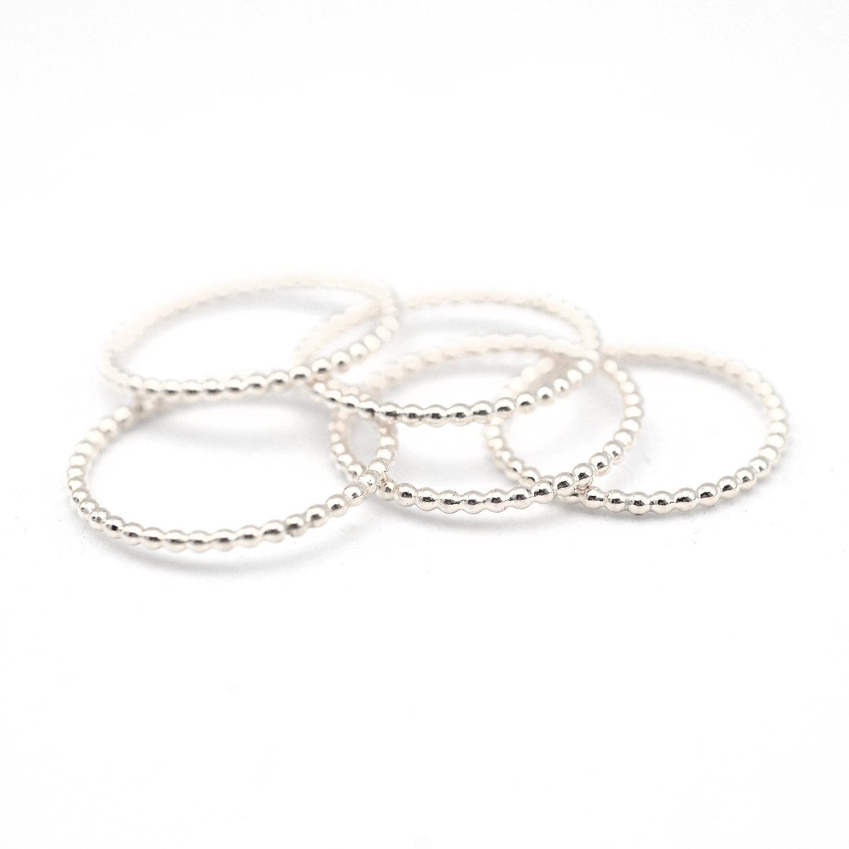 Silver Beaded Stacking Rings