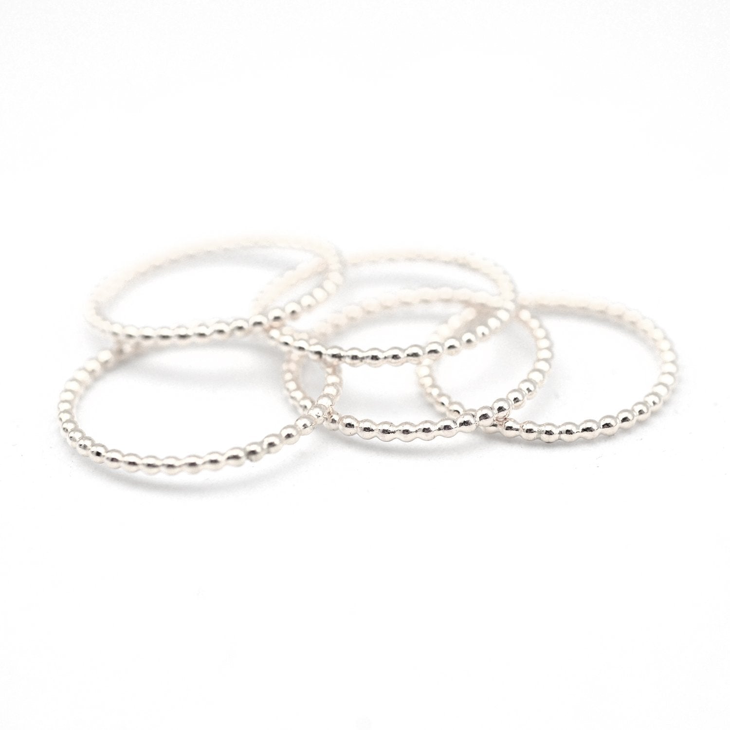 Silver Beaded Stacking Rings