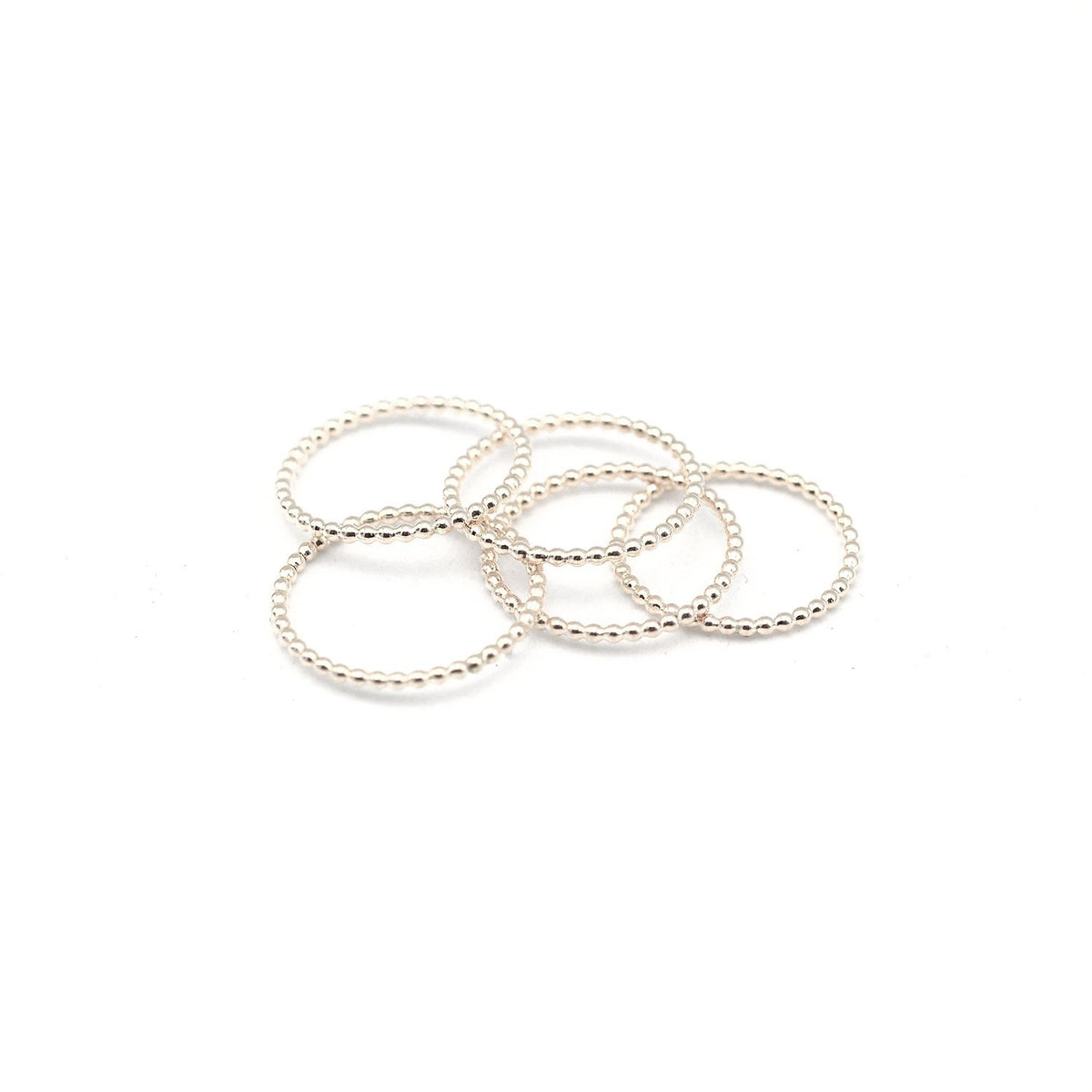 Silver Beaded Stacking Rings