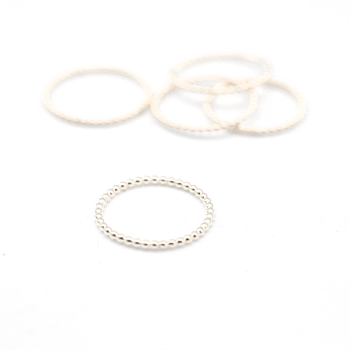 Silver Beaded Stacking Rings