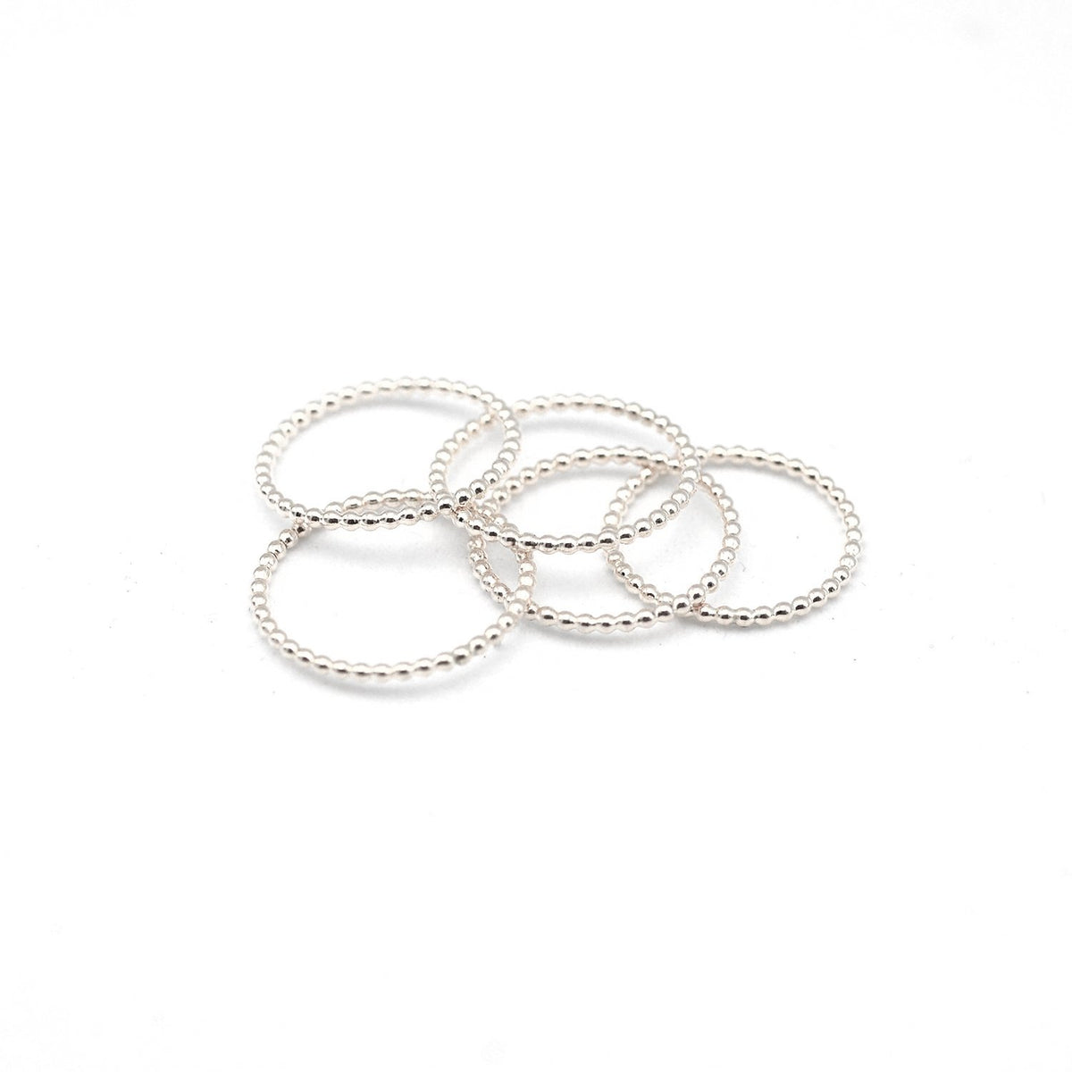 Silver Beaded Stacking Rings