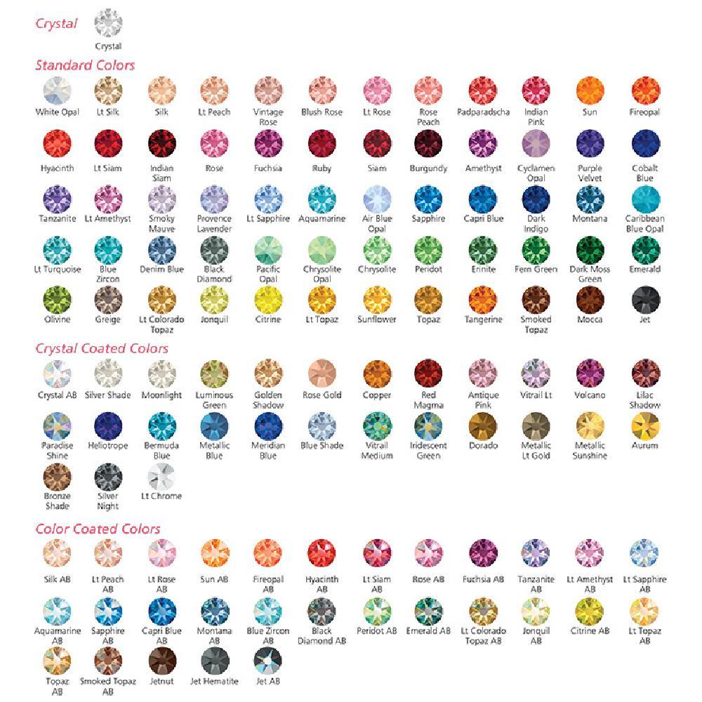 Swarovski Crystal Flatback Color Chart