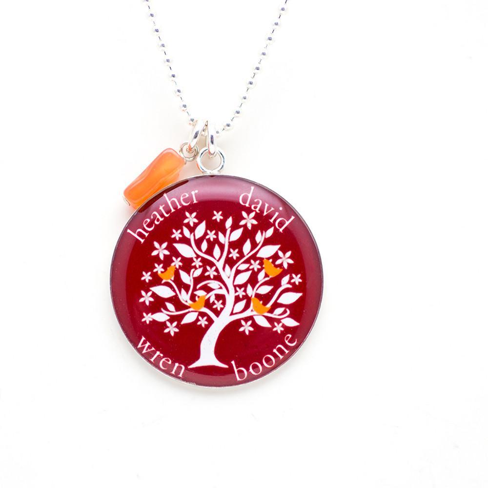 Family tree necklace with gemstone