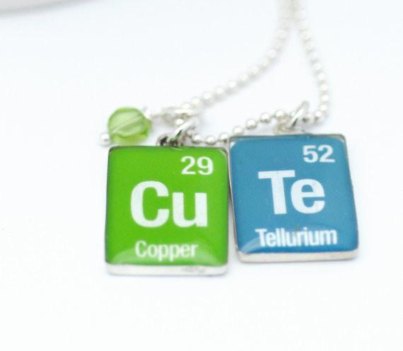 Periodic Table Word Necklace "Cu Te"