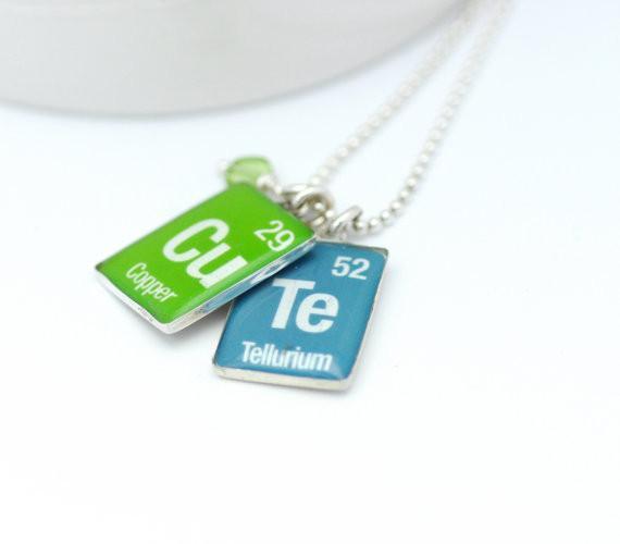 Periodic Table Word Necklace "Cu Te"