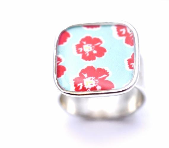 Adjustable Red Posey Ring in Silver