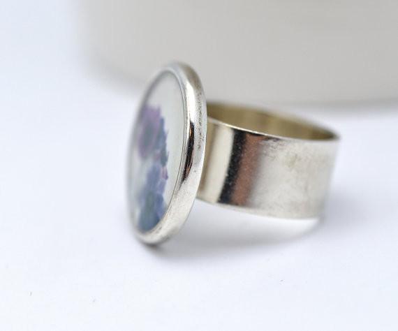 Violet Silver Ring - Adjustable