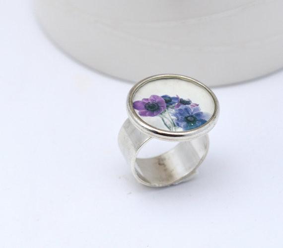 Violet Silver Ring - Adjustable