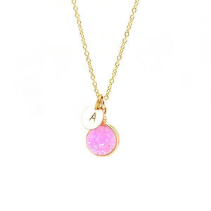 Pink Druzy Personalized Necklace