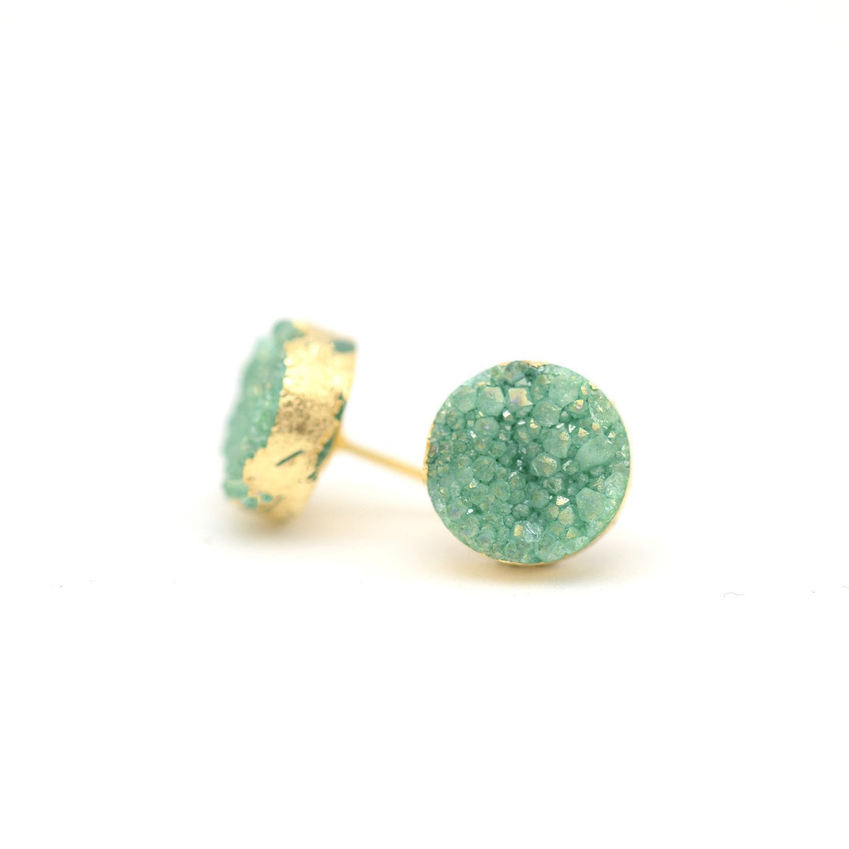 gold plated turquoise druzy post earring